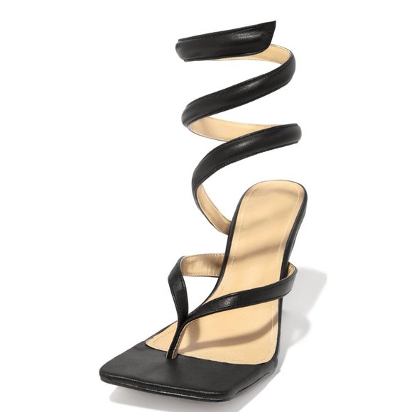 NEW🔥 Coil Spiral Ankle Strap Stiletto Heel Sandal - Picture 4 of 8
